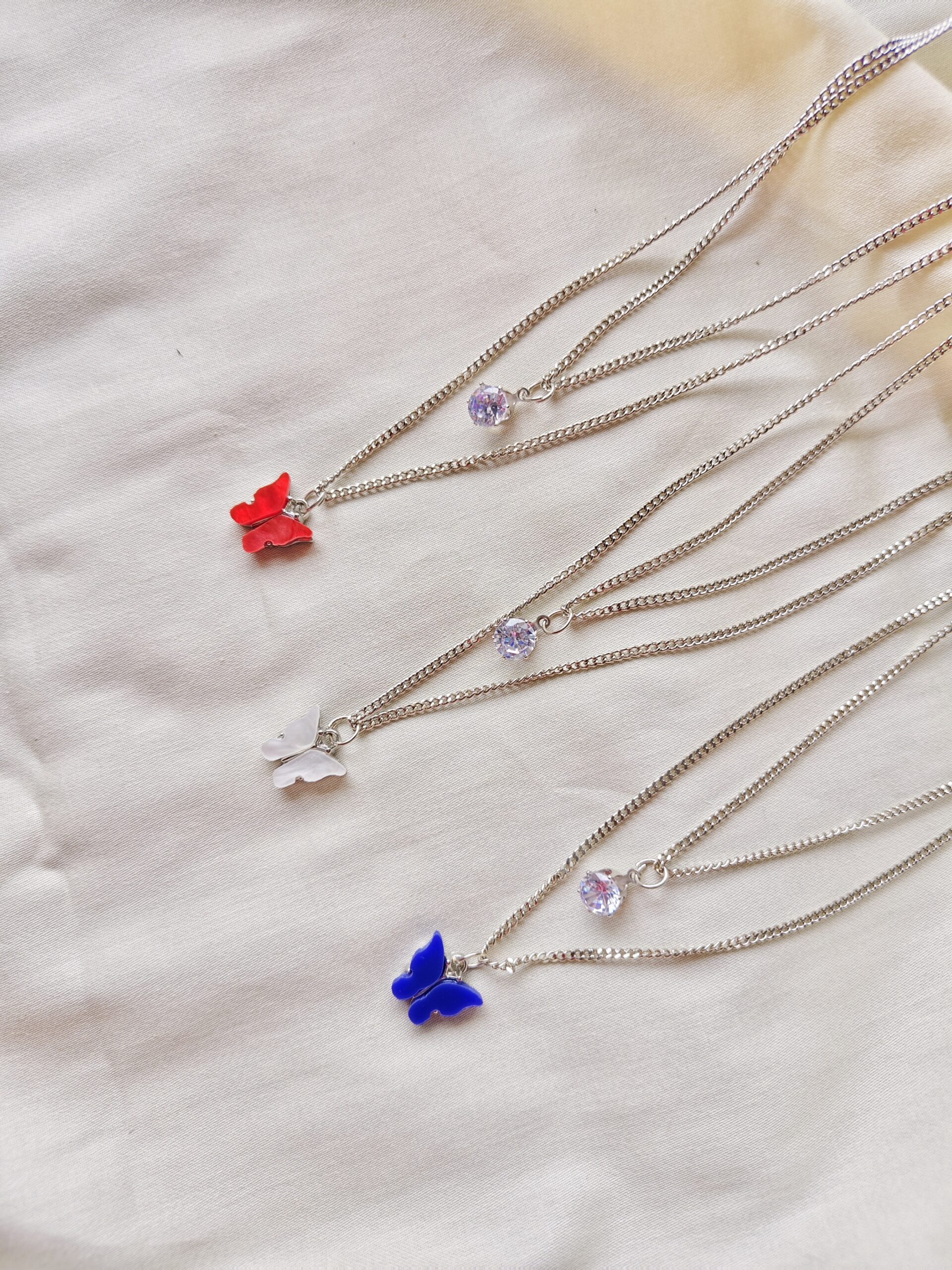 Crystal Flutter Butterfly Pendant Necklaces