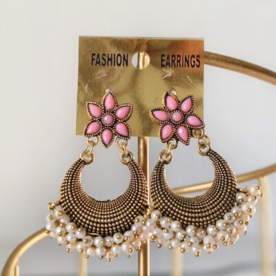 Blush Bloom Pearl Chandbali Earrings