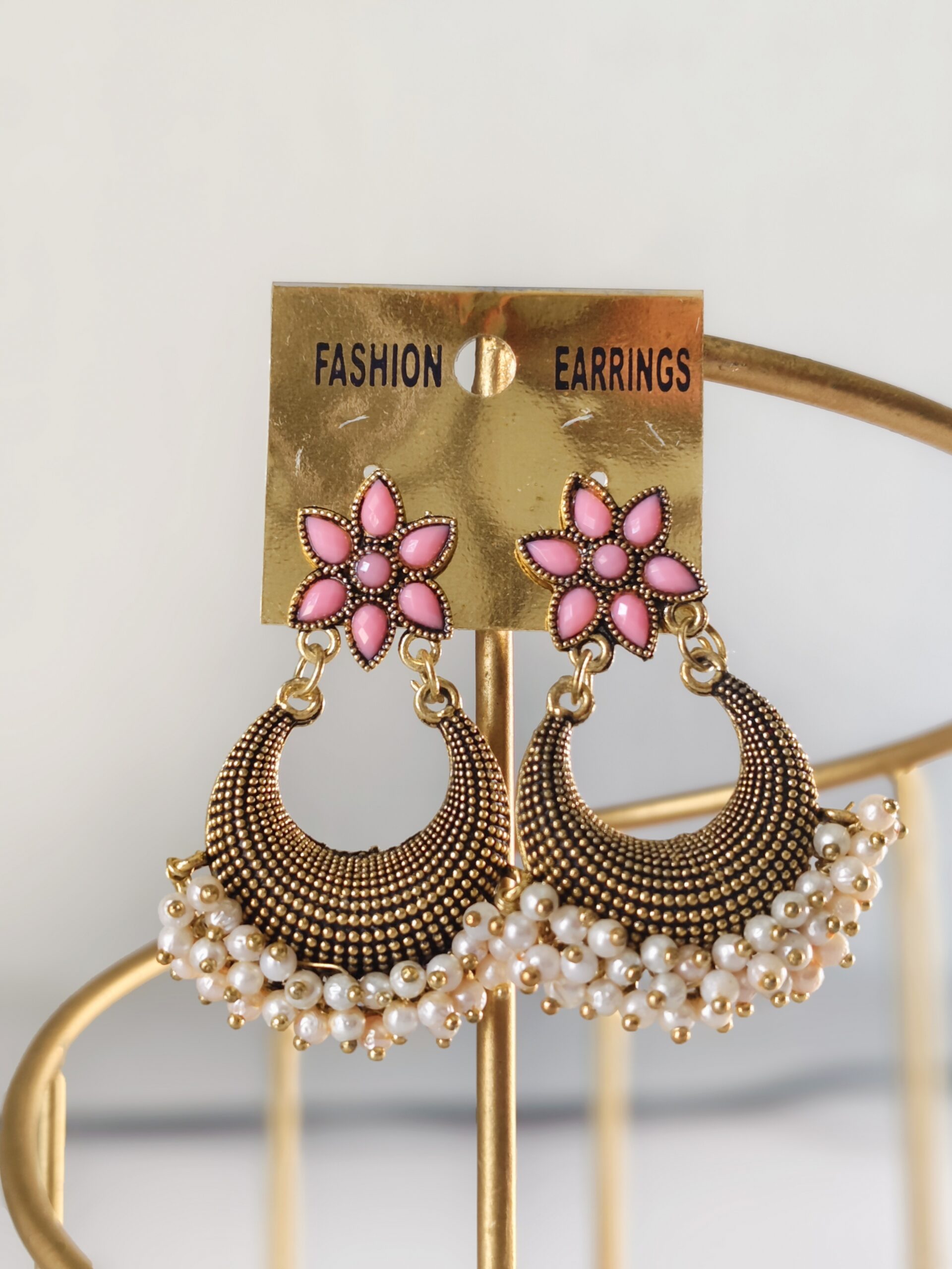 Blush Bloom Pearl Chandbali Earrings