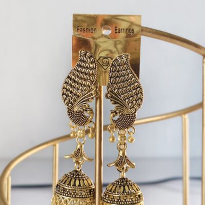 Mayura Pearl Glow Peacock Jhumka Earrings