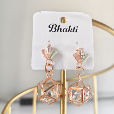 Royal Crystal Rose Gold Hanging Earring