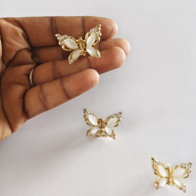 Elegant Pearl Butterfly Mini Hair Claws-1