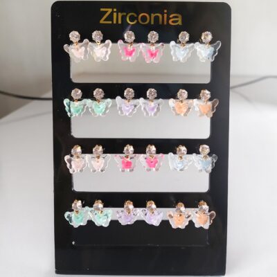 Zirconia Butterfly Stud Earrings – Multicolor Set