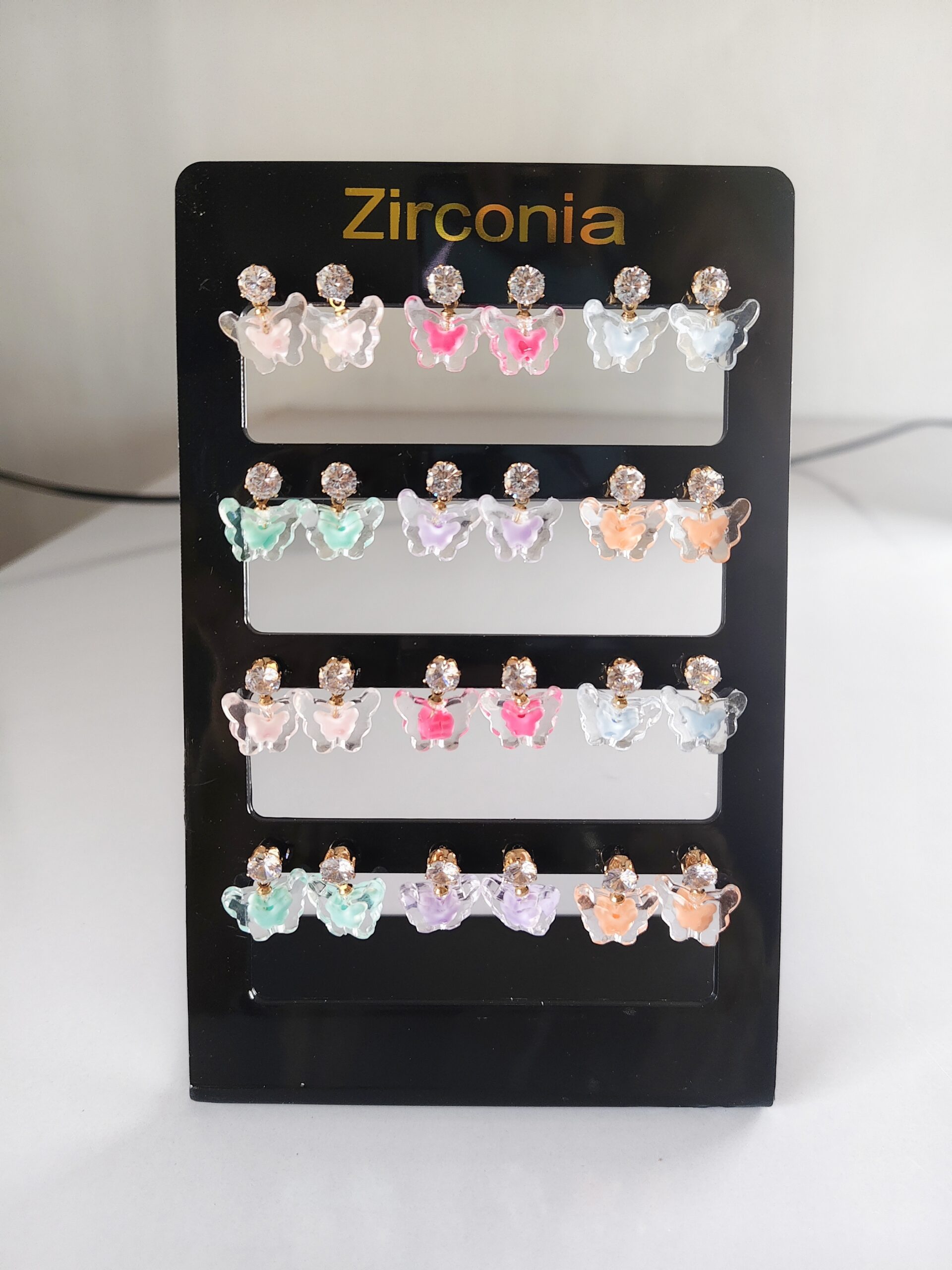 Zirconia Butterfly Stud Earrings – Multicolor Set