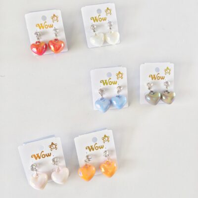 Wow Glossy Heart Drop Earrings – Colorful Charm Set
